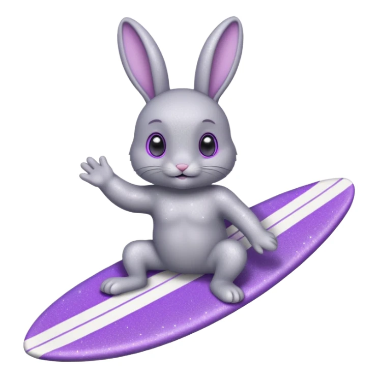 glitter gray bunny purple cian surf sticker