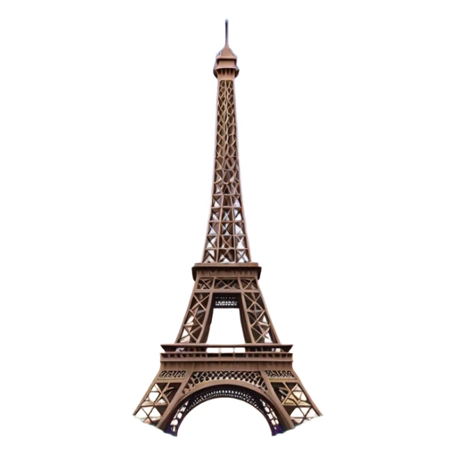 Cinematic Realistic Eiffel Tower Landmark Emoji, featuring the iron lattice structure illuminated against a twilight Parisian sky sticker