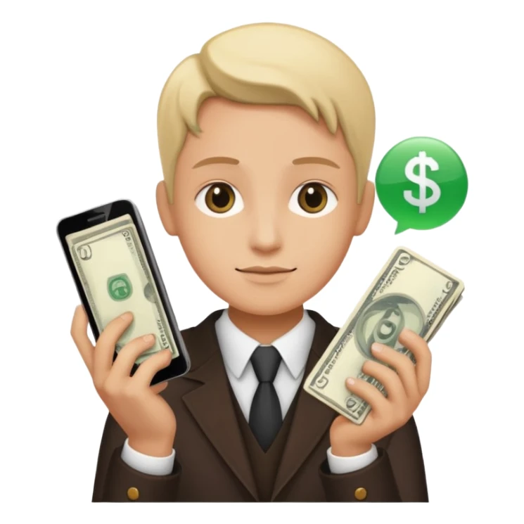 Earn money show by human with mobile.show cash flow symbol sticker