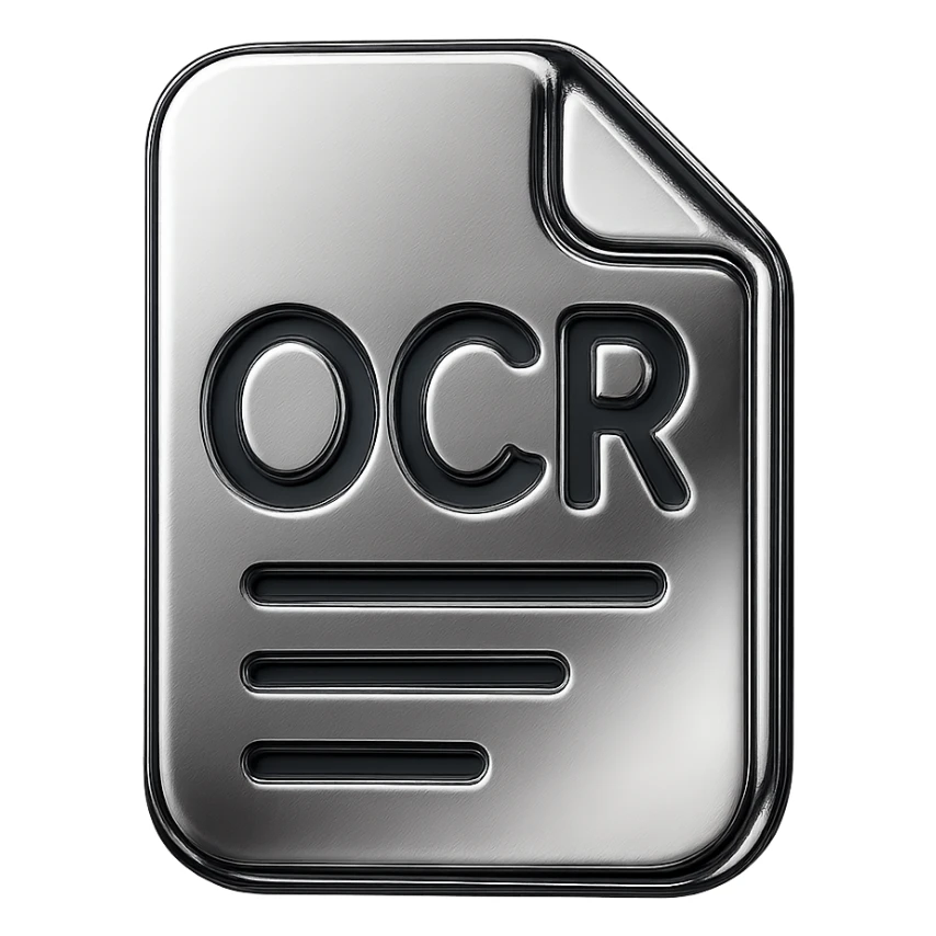 Document with AI text recognition, Chrome emoji style, colors #3B2C85, #83fff8, #2C2828. sticker