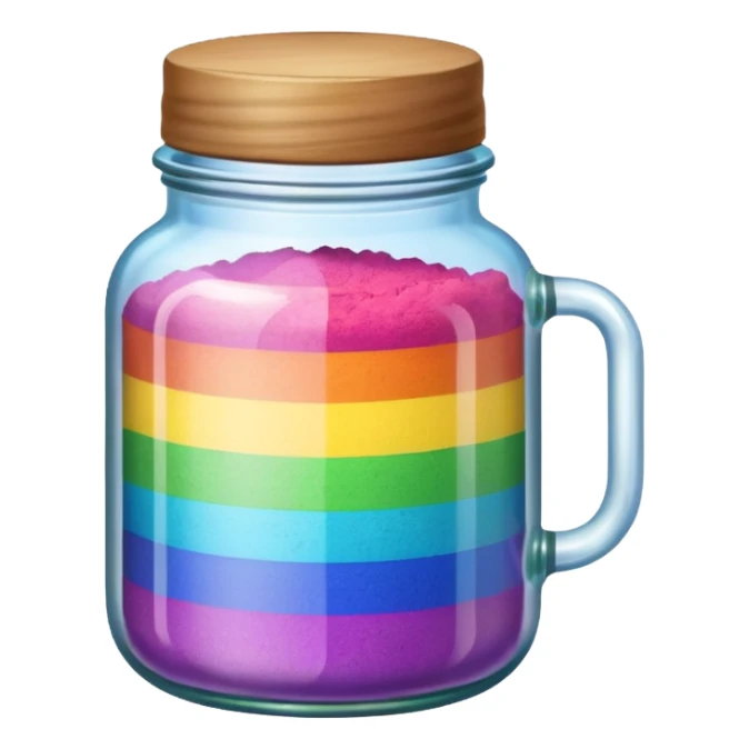 A jar with rainbow powder in it sticker