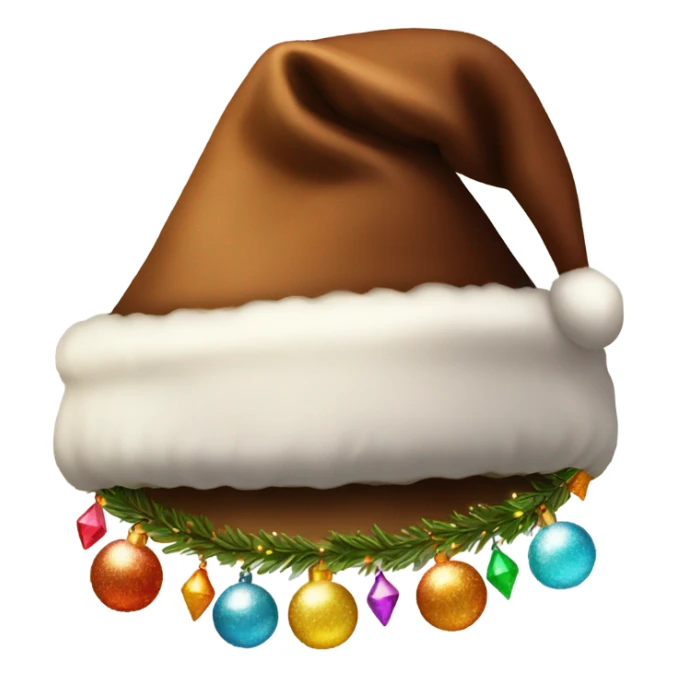 brown santa claus hat with shimmering garland sticker