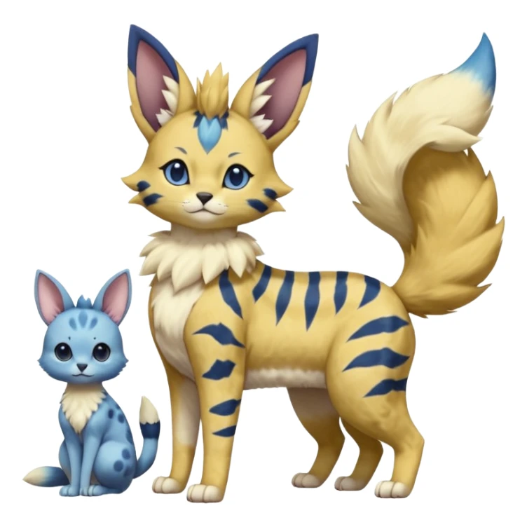 Blueberry-themed puffy fluffy thick bushy brownish soft realistic romantic vintage antique divine beautiful elegant pretty precious cute young youthful  Fakémon-Pokémon-feline-Zeraora-Jolteon-serval-caracal-chinchilla-Minccino-Cinccino-Meowstic-rodent-hybrid-creature (full body) sticker