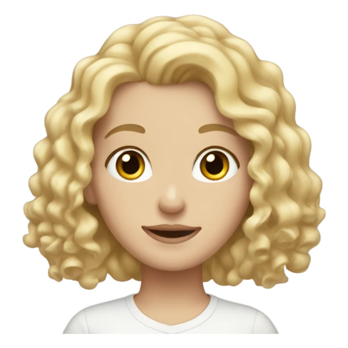 White girl with blonde curly hair sticker