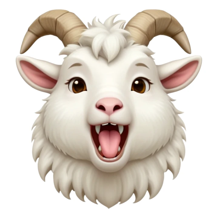 cinematic-cute-yawning-white-goat-portrait-emoji,-head-tilted-slightly-with-a-dramatic,-wide-open-yawn,-showcasing-a-soft,-downy-white-fur-with-delicate-horns-and-gently-drooping-ears,-round-eyes-barely-open-in-drowsy-contentment, sticker