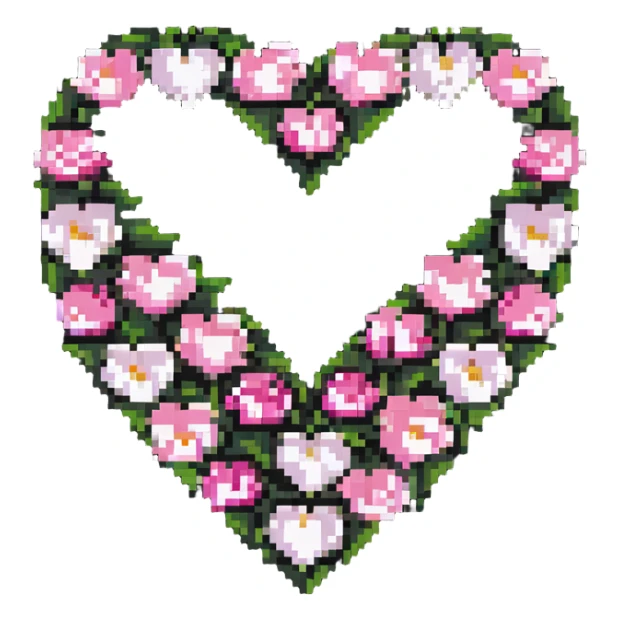 heart made of pink and white roses sticker