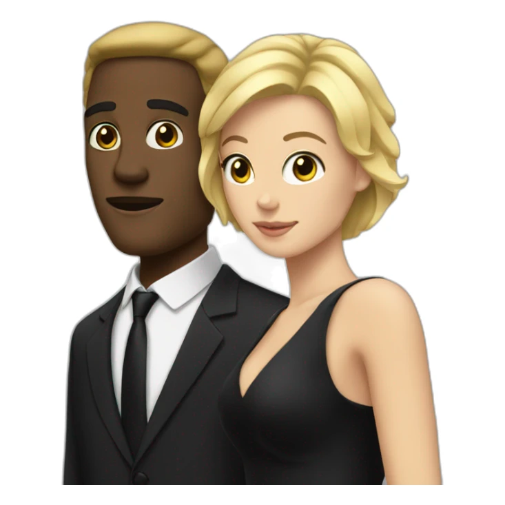 Black man with blond woman in black tie event sticker