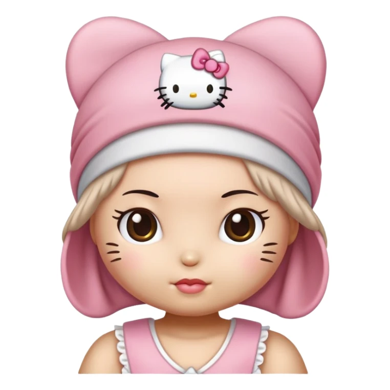 hello kitty wearing a hair bonnet no hair showing sticker