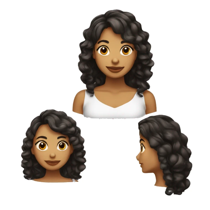 Chica con cabello ondulado negro y largo y tez morena sticker