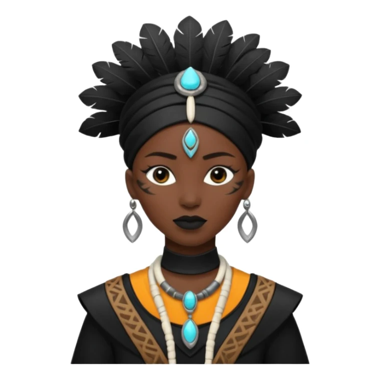 white shaman woman black clothes black accesories  sticker