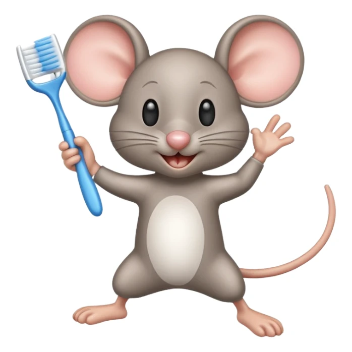 Creat an emoji for jerry jumping and holding toothbrush sticker