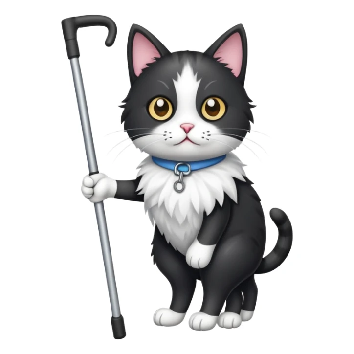Black and white cat with crutches sticker