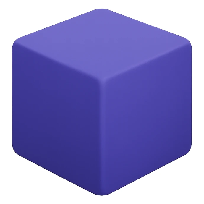 indigo cube, simple geometric shape, icon style sticker