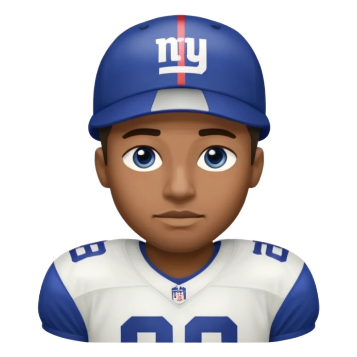 Black man with blue eyes in a NY giants jersey sticker
