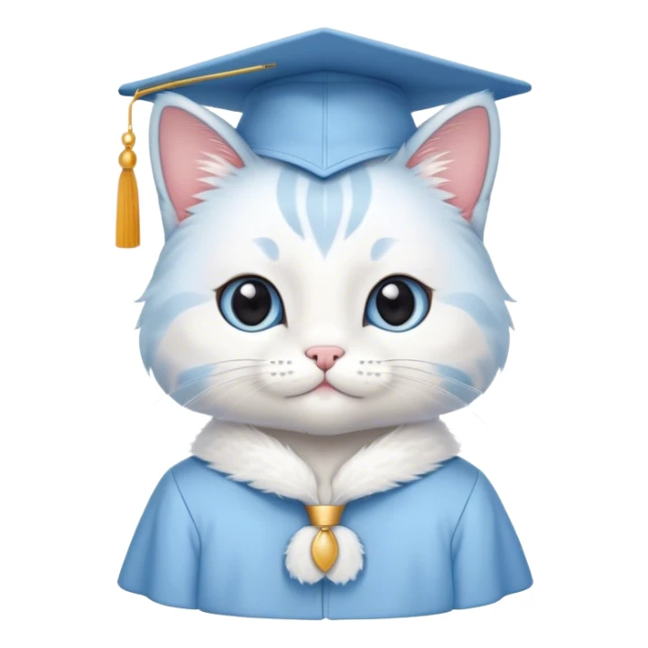CUTE CAT in LIGHT BLUE graduation uniform  sticker
