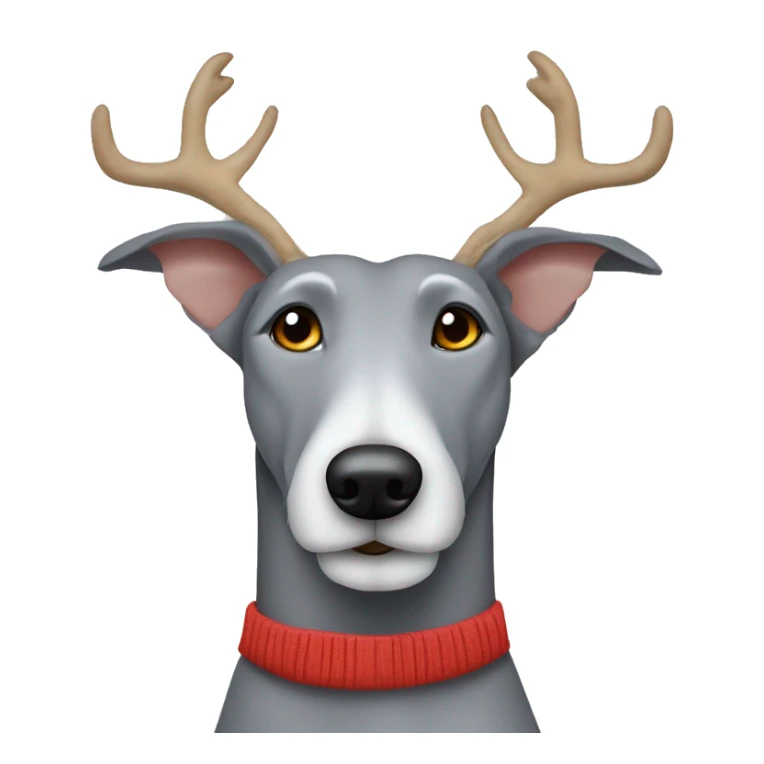Scruffy grey bedlington whippet wearing antlers sticker