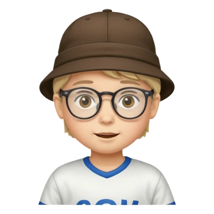 glasses child with hat and jersey sticker