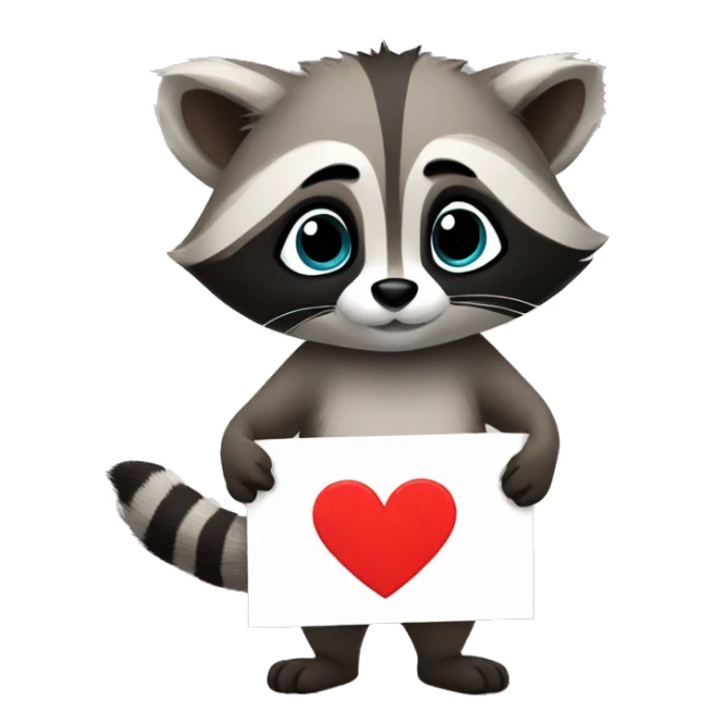 Raccoon holding a sign that says I love you  sticker