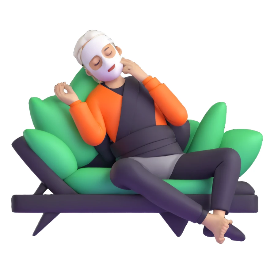 white man enjoying a spa day facial, relaxing sticker