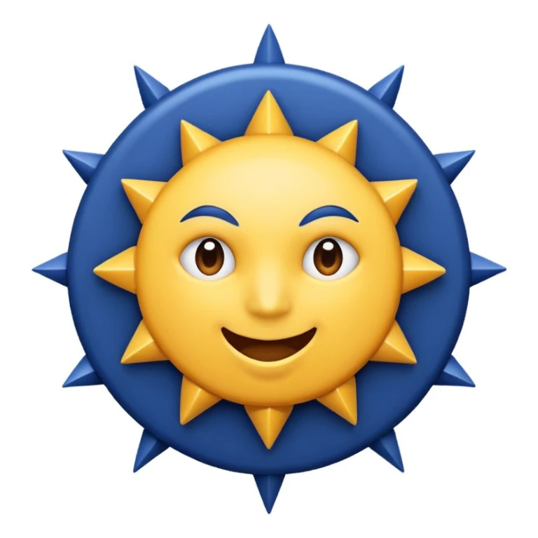 A circle with 12 pointed mouths (color=dark blue),and a white mark that indicates good on the center  sticker