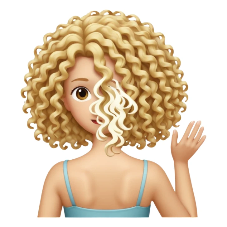 back view of a hand running through blonde curly hair sticker