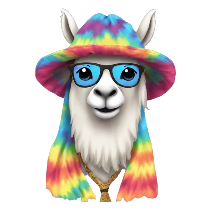 tie die tshirt wearing, hippie lama sticker
