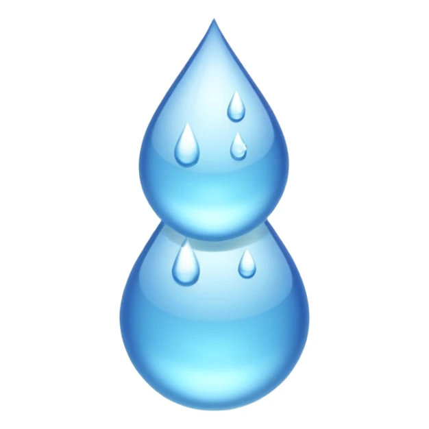 three equally sized droplets stacked on top of each other with two other droplets going outward from the middle droplet sticker