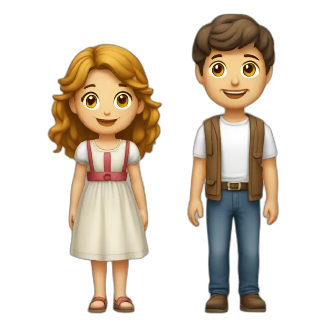 Garçon brun et fille châtain en couple sticker