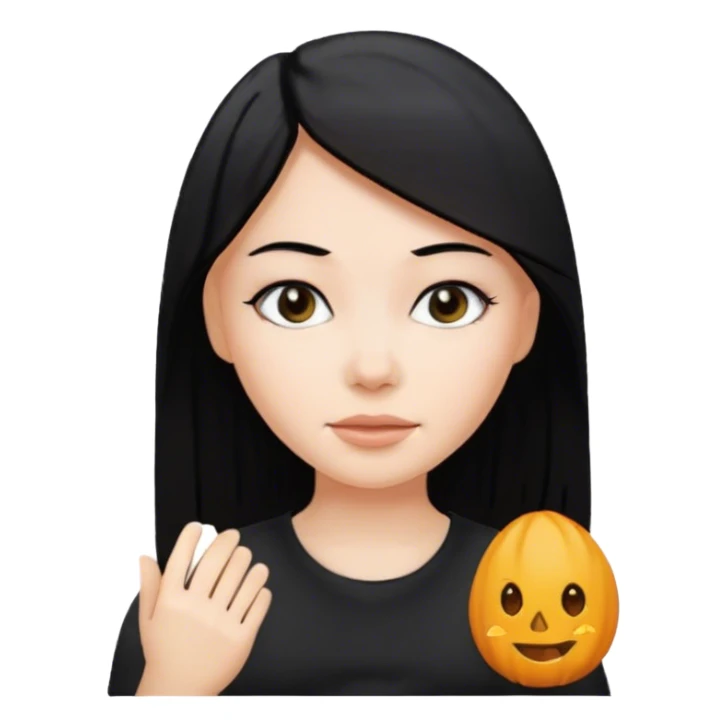 Chica blanca con pelo negro y liso  sticker