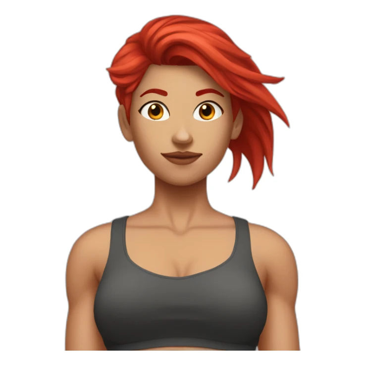 white fit girl with abs biceps and red undercut hair sticker