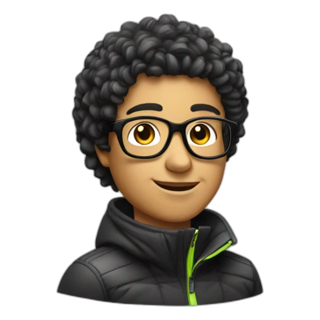 Un garçon blanc à das lunettes de ski il a cheveux noirs sticker