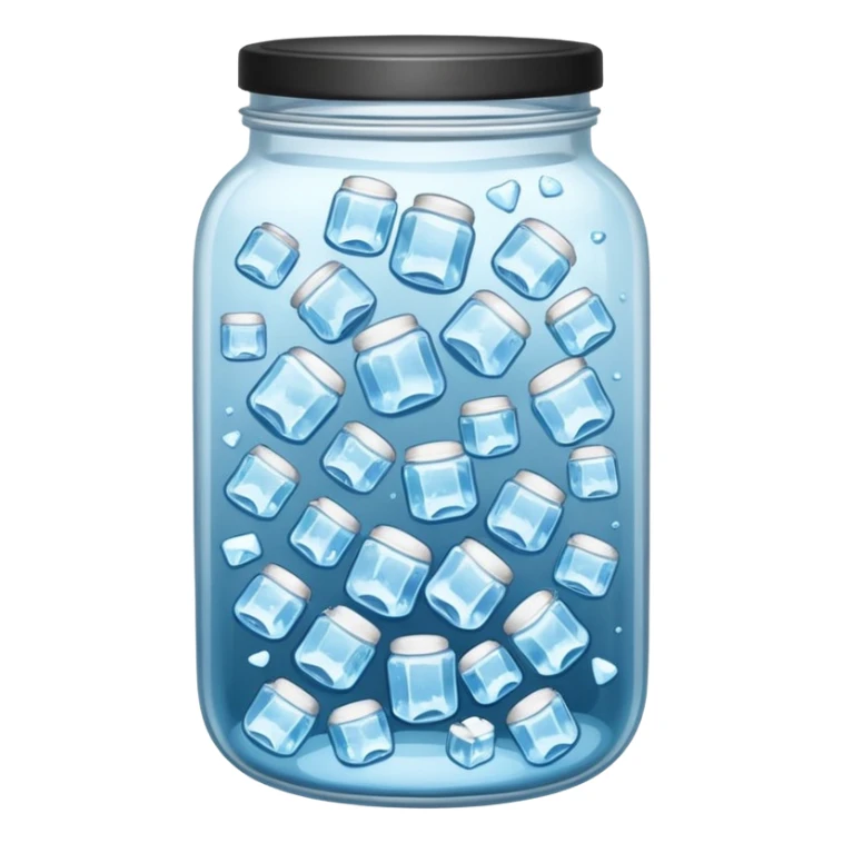 SLIM ICE JAR WITH LOTS OF ICE WITHOUT LID ON sticker