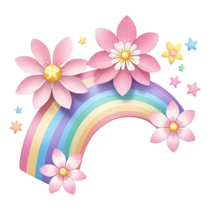 Cute Pastel pink and white Cherry Blossom Sakura Starburst Shooting Star Rainbow sticker