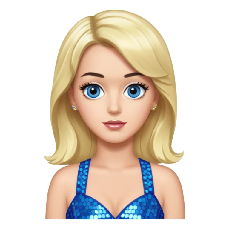 Katy Perry with long blonde hair, blue sequin outfit sticker