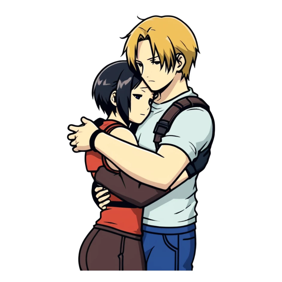 Leon Kennedy hugs Tifa Lockhart. sticker
