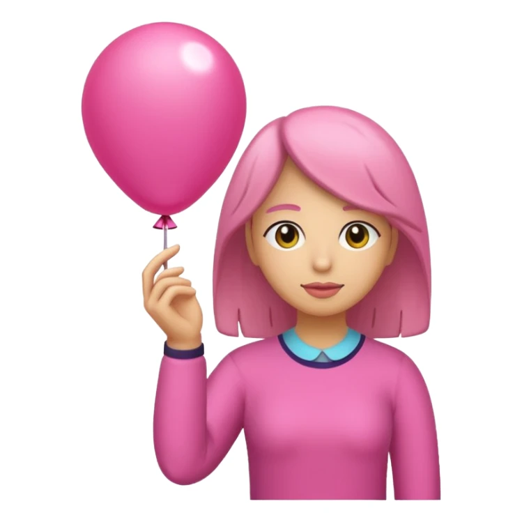 chica rosa pensando con globo de pensamiento sticker