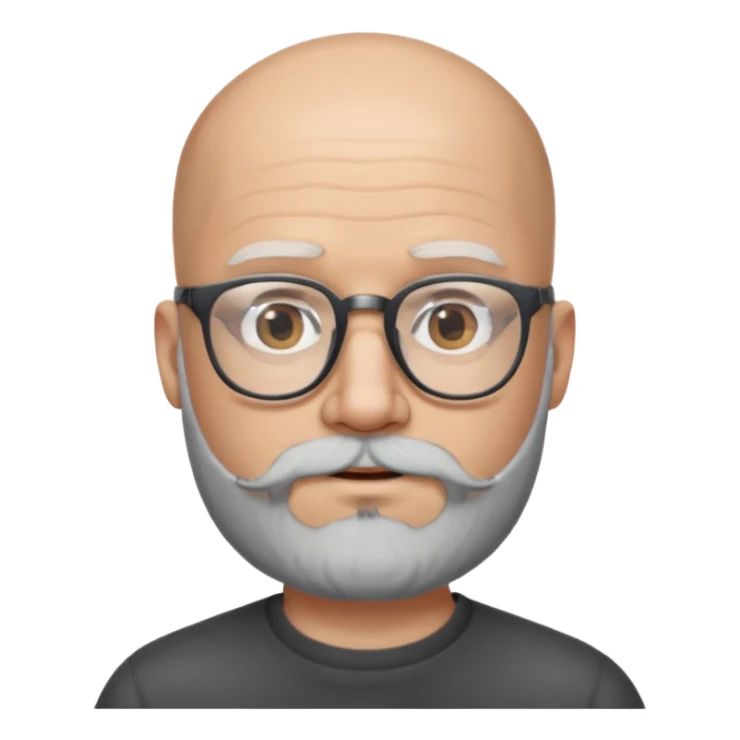 Bald man with salt and pepper beard and glasses sticker
