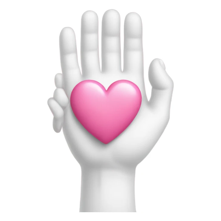 One white hand holds pink heart from the side sticker