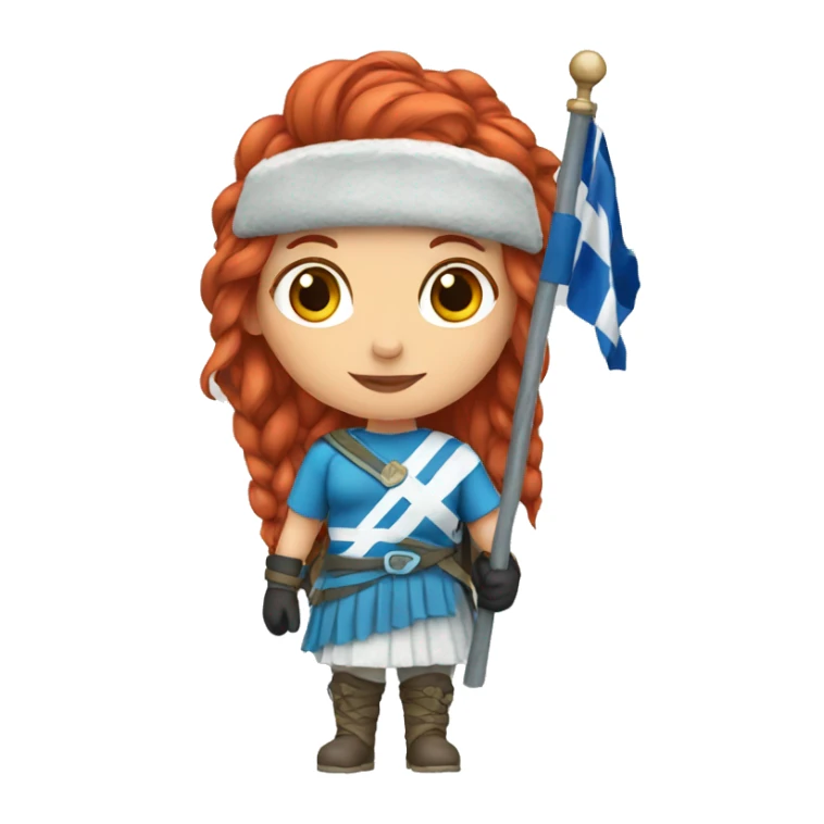 a red hair female on everest with greek flag sticker