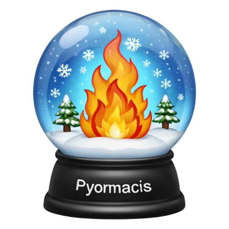 Can you make snow globes  cooperative with fire and have the text pyromaniacs  sticker