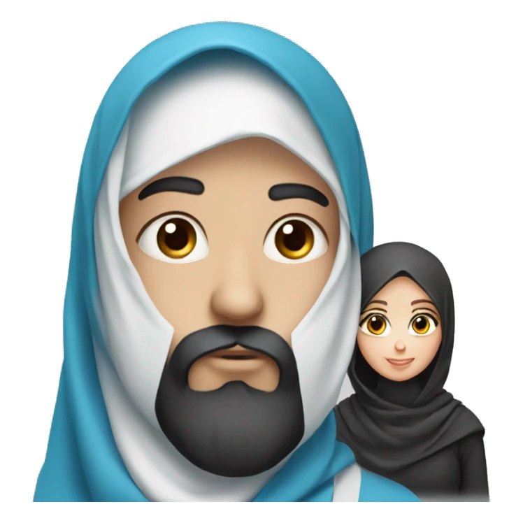 Men with dark beard and girl with blue eyes in hijab sticker
