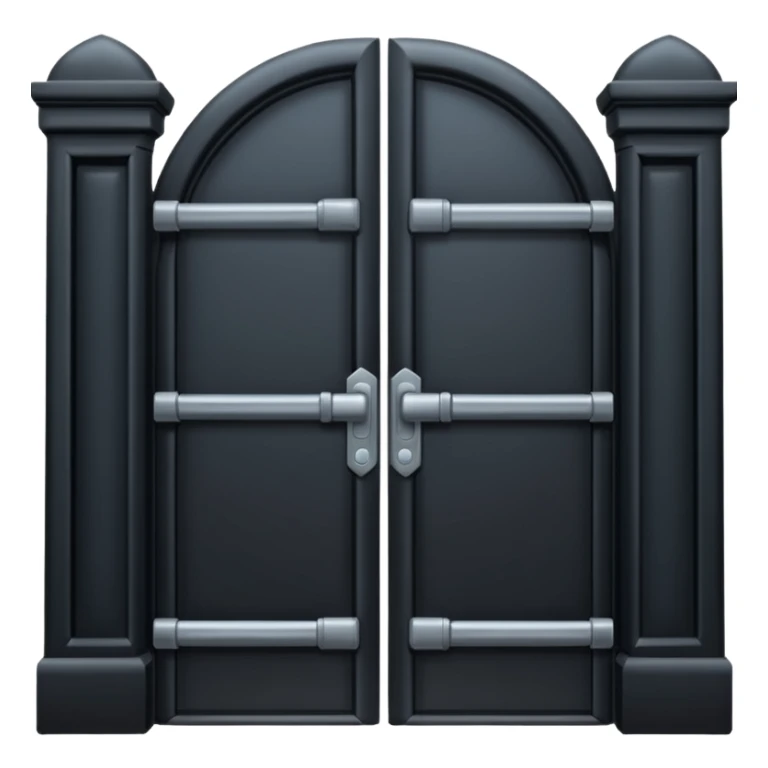 iOS emoji, minimal dark gate, sealed door, flat design sticker