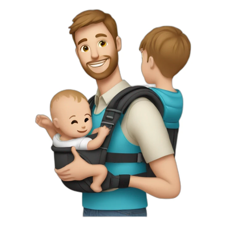 White Babywearing dad with baby ergo carrier sticker