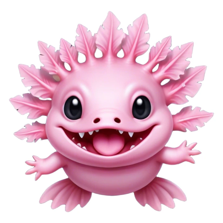 Cinematic Comical Axolotl Portrait Emoji, Head tilted dramatically with an exaggeratedly amused expression, featuring smooth, pale pink skin with ruffled, feathery gills and wide, expressive dark eyes filled with playful disbelief, Simplified yet hilariously expressive features, highly detailed, glowing with a slightly sassy glow, high shine, dramatic yet playful, stylized with an air of cheeky mischief, bright and endearing, soft glowing outline, capturing the essence of a spirited and over-the-top aquatic friend, so meme-worthy it feels like it could side-eye its way into internet fame instantly! sticker