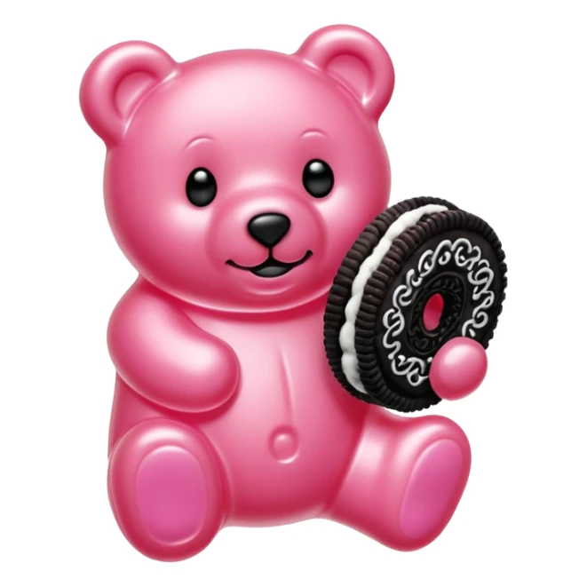 transparent pink gummy bear pink Oreo cookie kawaii sticker