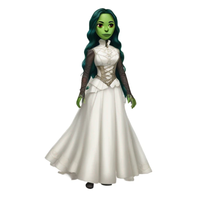 gamora in Victorian dress elegant white full body  sticker