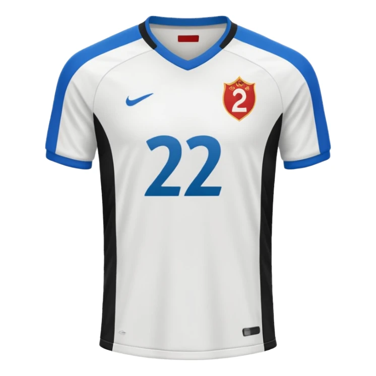 White soccer jersey turn around with number 22 and my name RONIHO sticker