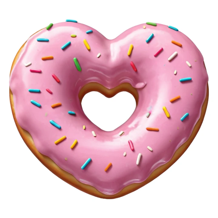 Realistic isolated heart shaped donut with pale pink & glaze. sticker