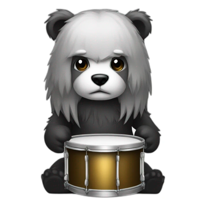 Metal european drummer long black & white hair bear sticker