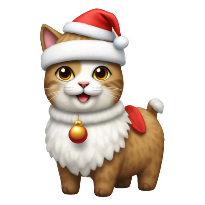 Cat wearing a Santa hat riding an alpaca sticker